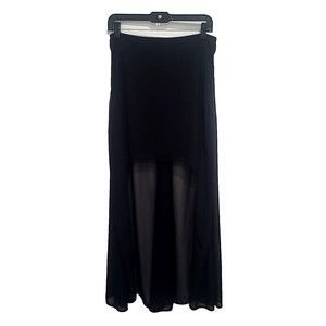 Med Nanette Lepore Black High Low Sheer Maxi Skirt Lined
